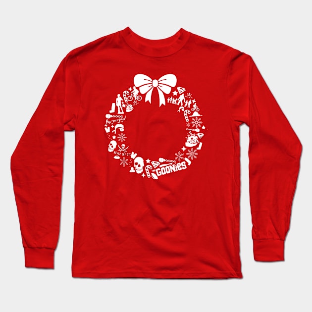 Goonies Christmas Wreath Pattern Long Sleeve T-Shirt by Rebus28
